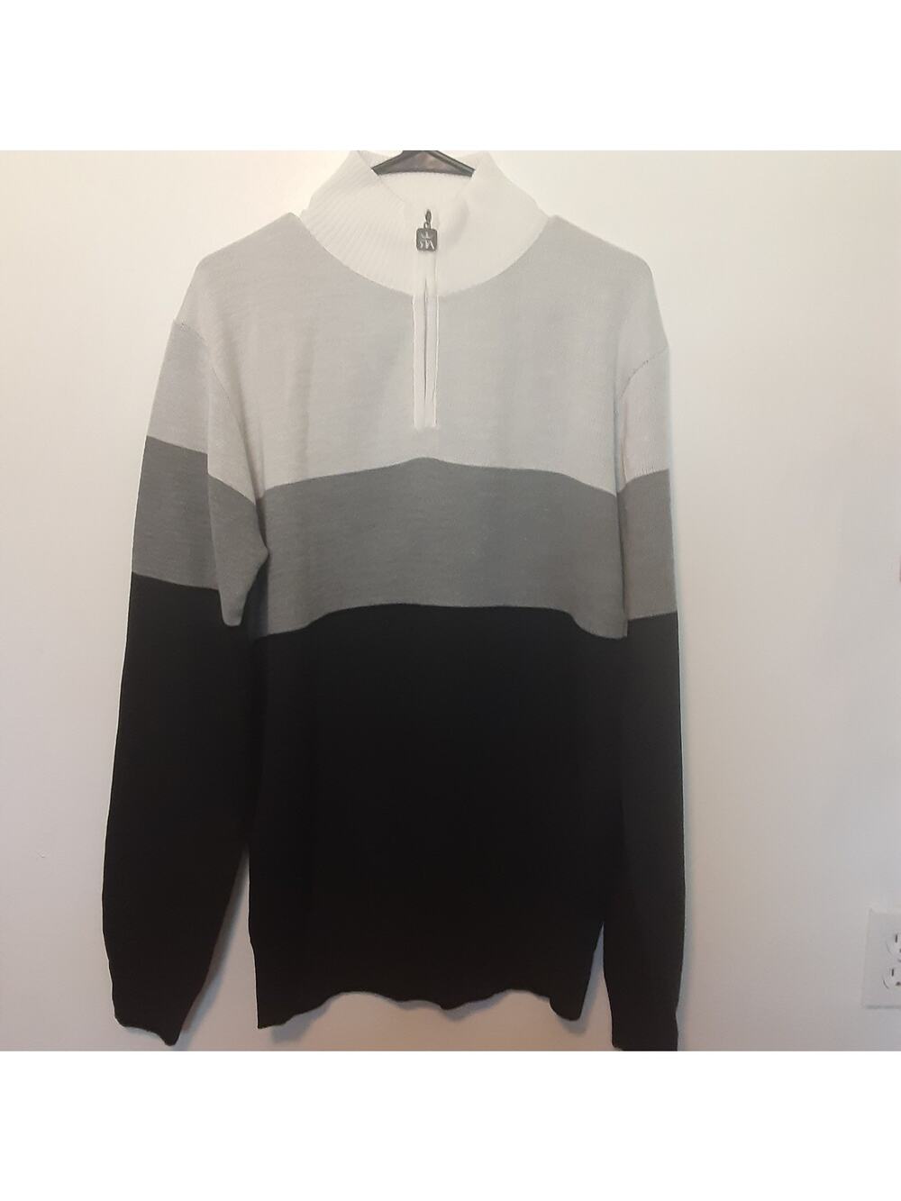 Red Ape 1/4 Zip Sweater Adult Mens L Mock Neck Gray Black
